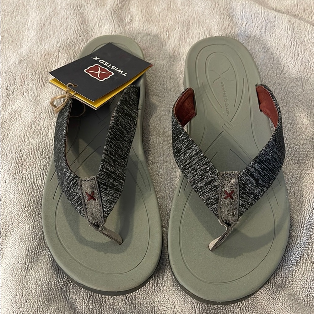 Twisted X Gray Flip Flops